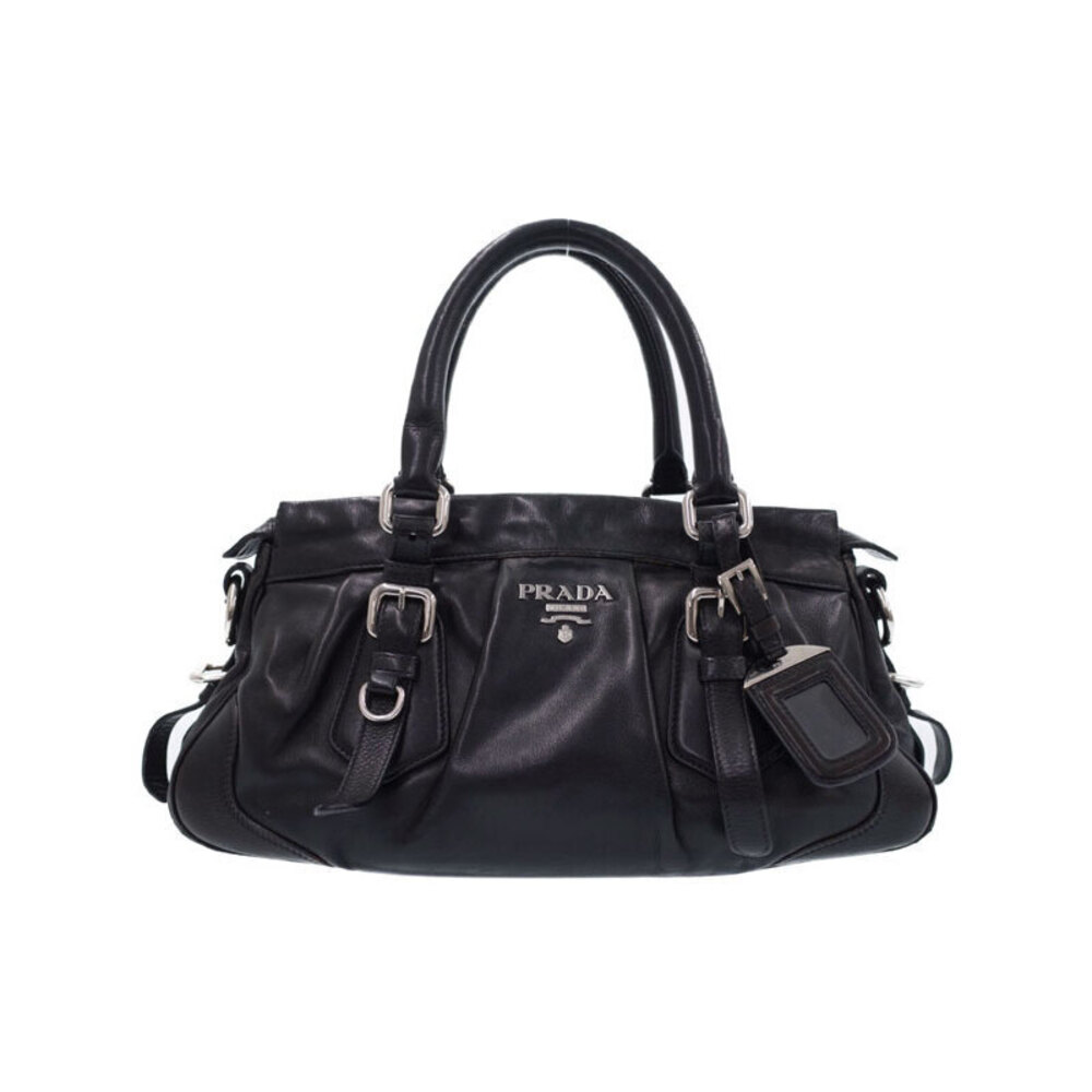 Prada 2way handbag black Nero leather
